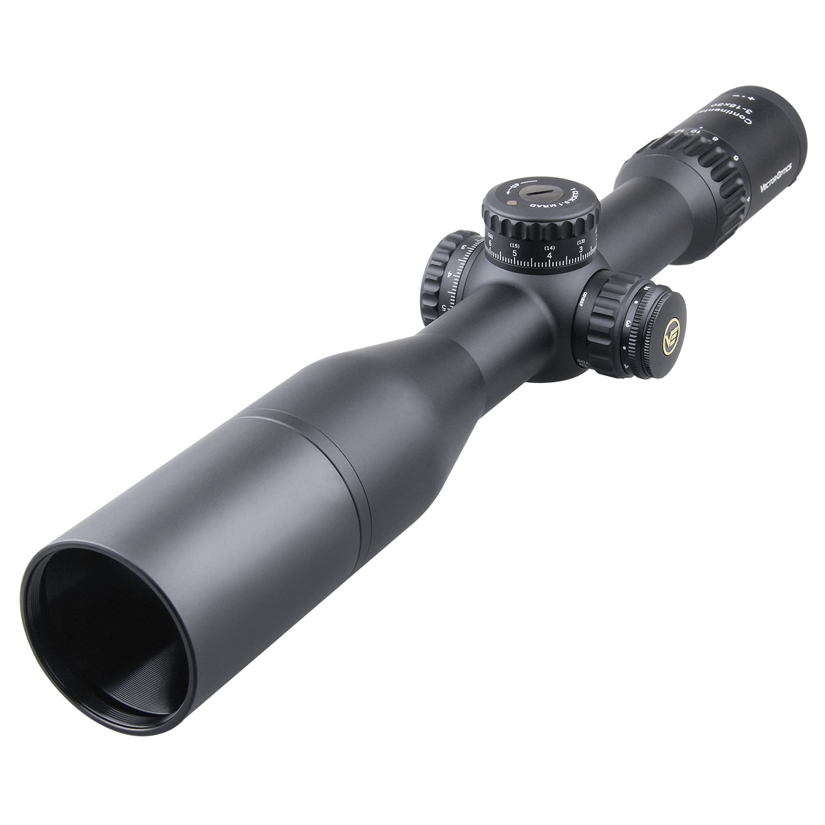 Vector Optics Continental 3-18x50 HD FFP Hunting Riflescope showcasing its sleek design and advanced features.